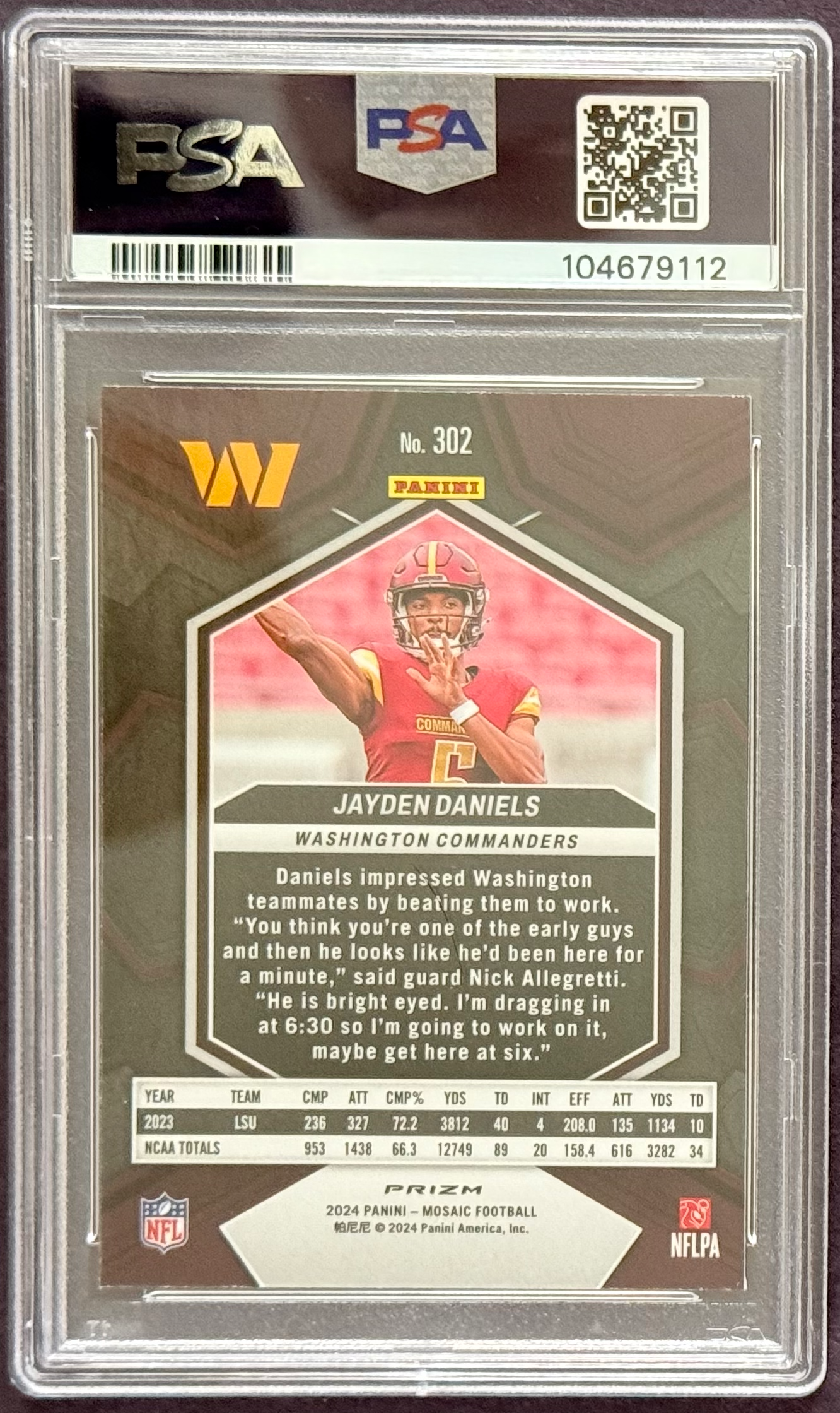 2024 Mosaic Jayden Daniels #302 PSA 10